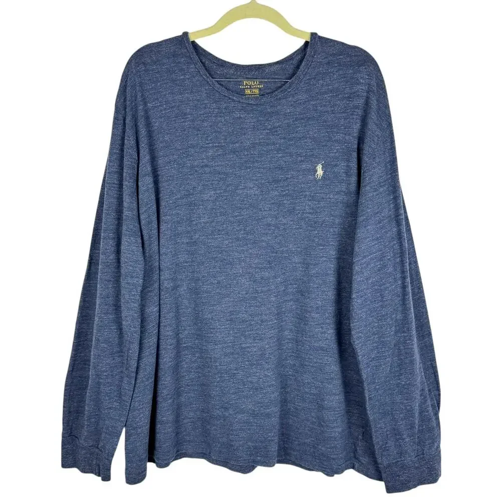 Polo Ralph Lauren Blue Jersey Cotton Long Sleeve Crew Neck Top SZ XXL Casual